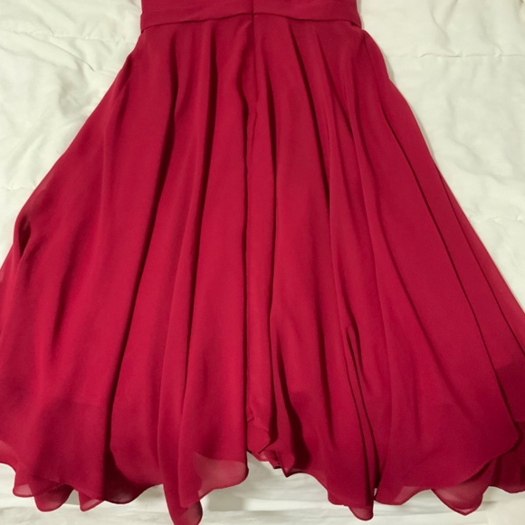 Chiffon dress with A-line scoop tea-length with cascading ruffles - Picture 5 of 8